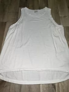 EUC CALIA Women's Everyday Active Tank Top Size L Cream White Stripe $35 - Picture 1 of 6