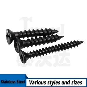 Phillips Flat Head Sheet Metal Self Tapping Screws Black 304 Stainless Steel - Picture 1 of 6