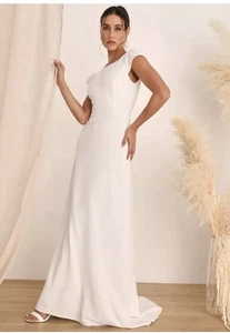 LULUS Radiance of Love White Cap Sleeve Backless Maxi Dress Size SMALL - Picture 1 of 6