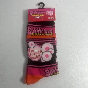 Bubblicious Bubble Gum Novelty Unisex Crew Socks 1 Pair Size 6-12 NEW WITH TAG - Picture 1 of 3