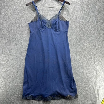 Vestido sin mangas vintage Shadowline para mujer 36 azul nailon encaje camisón hecho en EE. UU. Foto 1 de 4