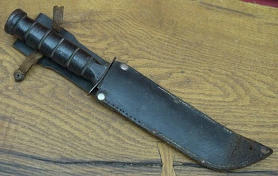 Faca de combate estilo USMC com lâmina de 7" e bainha de couro feita no Japão LEIA! - Imagem 1 de 4