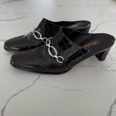 Brighton Twiggy Mule Mujer 7.5M Cuero Marrón Estampado de Cocodrilo Charol Sin Cordones Foto 1 de 4