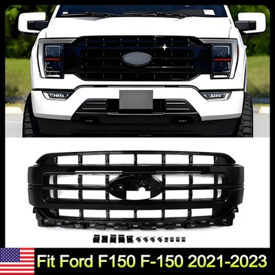 Gloss Black For 2021-2023 Ford F-150 F150 Lariat Front Bumper Grille Upper Grill - Image 1 of 4
