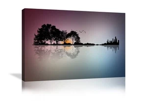 Modern Blue White Music Abstract Guitar Tree Canvas Paintings Guitar Wall Art... - Picture 1 of 7