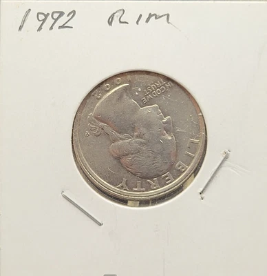 1992 U.S. Washington Quarter 25 Cents Coin Rim Error - Image 1 of 3
