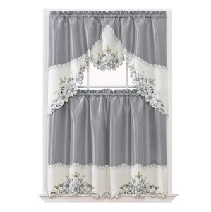 GOHD Arch Floral Kitchen Curtain Set/Swag Valance & Tier Set. Nice Matching - Picture 1 of 4