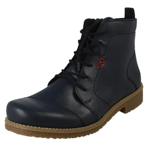 Damas Rieker '73500' Azul Sintético Cálido Forrado Con Cordones y Cremallera Botines - Imagen 1 de 18