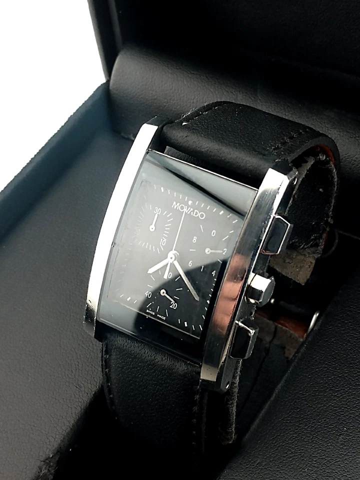 Movado Eliro cronógrafo masculino aço inoxidável com pulseira de couro modelo #84.H1.1461 - Imagem 1 de 4