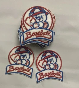 Baby Baseball bestickt Bügelbild Applikation Patch Teddybär rot weiß blau Basteln - Bild 1 von 4