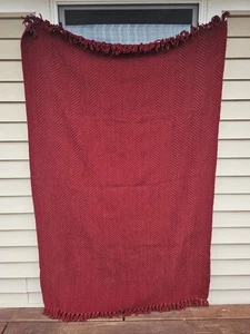 Potterybarn Deep Red Woven Blanket - Picture 1 of 4