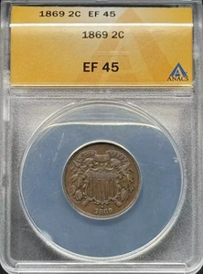 1869 Two Cent ANACS XF-45 - Picture 1 of 2