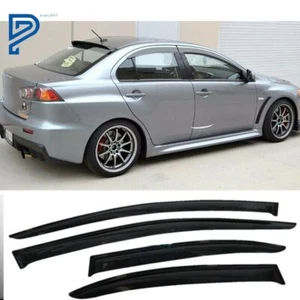 For 08-17 Mitsubishi Lancer Smoke Window Rain Visors Shade Slim Style Guard Vent - Picture 1 of 13