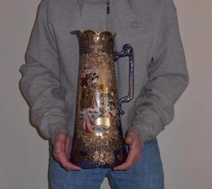 Nippon Tankard 16" Tall...Vintage, Beautiful Moriage Pitcher Ewer.....Very Nice - Picture 1 of 12