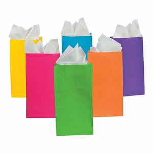 5" x 10" Bright Neon Color Paper Treat Bags - 12 Pc. - Picture 1 of 2