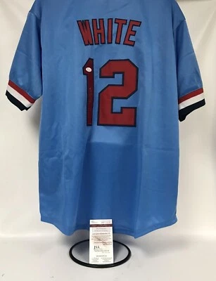 Bill White Signed Autographed St. Louis Blue Baseball Jersey Size XL : JSA COA - Image 1 of 3