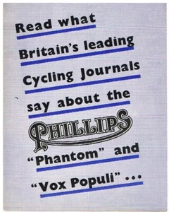 PHILLIPS PHANTOM & VOX POPULI RACING CYCLES ORIGINAL 1949 UK SALES BROCHURE - Picture 1 of 1