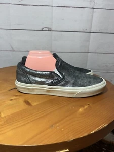 Vans Slip On Metallic Slip On Charcoal Gray Skate Sneakers Women's Size 8.5 - Picture 1 of 9