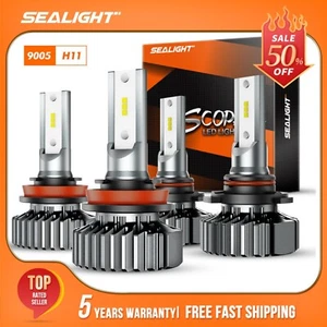 LED Headlight Combo Kit 9005+H11 High Low Beam Bulbs Power Bright White 6000K - Picture 1 of 20
