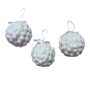 Seasonal Abode White SNOWBALL Round Christmas Hanging Ornament Set of 3 NWT - Picture 1 of 4