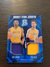 2013-14 Spectra Blue Double Team KOBE BRYANT & GASOL Prime Jersey card! 11/75!!