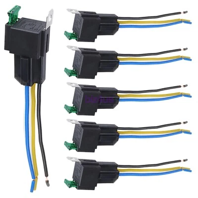 Paquete de 6 arnés interruptor relé fusible cables calientes 12V 30A 4 pines 14 AWG juego SPST Foto 1 de 4