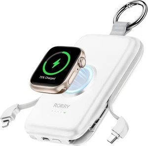 RORRY Portable Charger,10000mAh Portable Charger Power Bank built in cable-White - Picture 1 of 14
