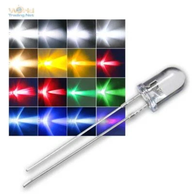 LED 5mm wasserklar versch Farben & Helligkeit Leuchtdioden LEDs transparent rund - Bild 1 von 4