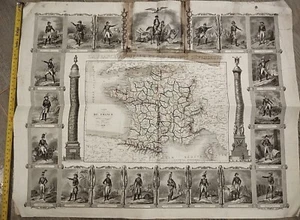 Mapa 1838 Carta Francia Físico Administrativo Napoleón Emperador y Todos los Comandantes - Imagen 1 de 16
