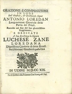 Orazione e composizioni in lode Dell'illustriss. E eccellentiss. Signor Antonio - Picture 1 of 1