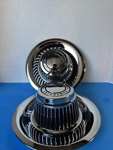2 CHEVROLET DERBY CENTER CAPS CORVETTE RALLY WHEELS ,GM LICENSED, METAL - Picture 1 of 6