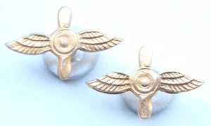 Pair Of USSR Soviet Union Russia Aviation Small Collar Badges Vintage - Picture 1 of 7