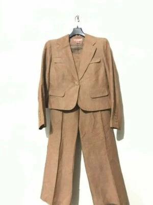Jaqueta Bandolino tamanho 10 calça 12 linho mistura 2 peças marrom terno feminino formal - Imagem 1 de 4