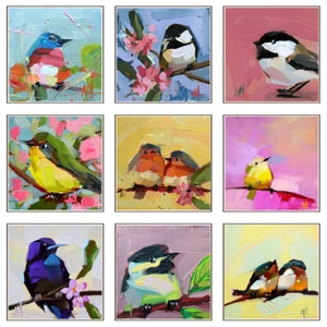 Vintage Chickadee Animal Birds Canvas Poster Painting Picture Home Decor - Picture 1 of 21