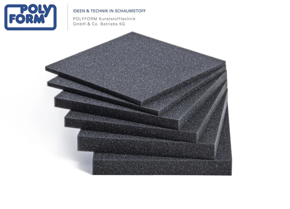 POLYFORM Schaumstoff Zuschnitt Auflage Topper Matte Sitzpolster RG-22 kg/m³ 10-100 mm