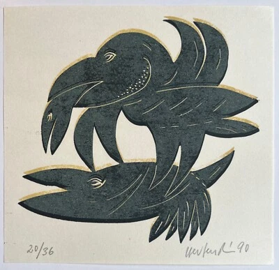 Axel Hertenstein Signierter Orig. Linolschnitt -Friß oder stirb- nur 36 Exempl.! - Bild 1 von 3