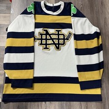 Vintage Notre Dame Fighting Irish CCM Maska Hockey Jersey Size L/XL 90s NCAA