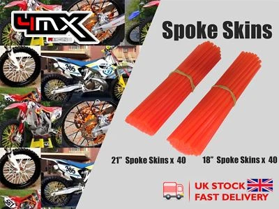 Wheel Spoke Protectors Fluor Red 18" 21" fits Honda CR85 R-3,4 03-04 - Image 1 of 3