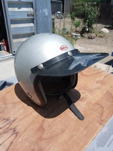 Vintage Bell Super Magnum Helmet 70s Motorcycle Gray Toptex Size 7 1/2 - Picture 1 of 10
