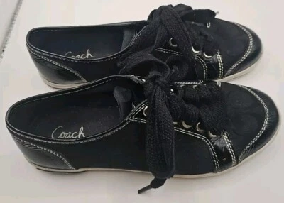 Женские черные лакированные тихие роскошные кроссовки Coach Suzzy Signature C 8b No83 - Изображение 1 из 4