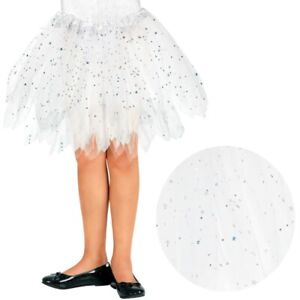Glitzer Tütü Tutu Ballettrock Kinder Tüllrock Petticoat Kleid Rock - weiß