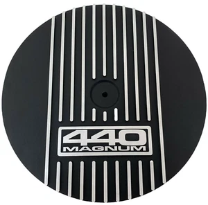 Mopar 440 Magnum 14" Air Cleaner Kit - Black Finned, Engraved - Ansen USA - Foto 1 di 7