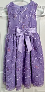 RARE EDITIONS Purple Sequins Dress Little Girl Size 5 - Picture 1 of 7