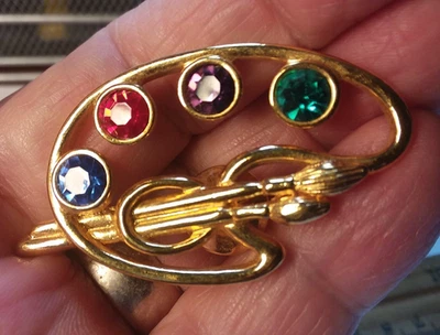 1 3/4" Avon Rhinestone Artist Pallette Brooch 06-01-2025 - Image 1 of 4