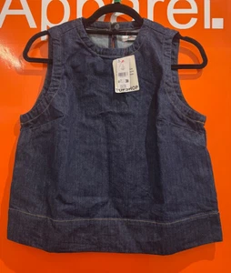 Topshop Denim Shell Top, Raw Look Indigo, Size UK 12, New, RRP £36, sf - Picture 1 of 2