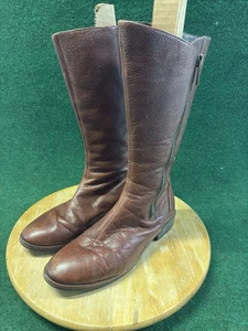 TSUBO Brown Leather 12.5" Tall Moto Boots Women's Sz. 9.5 - Picture 1 of 9