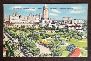 Vintage Lummus Park & Downtown Miami Florida Postcard – Skyline View - Picture 1 of 4