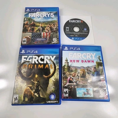 Lote de 4 Juegos Far Cry Sony PlayStation 4 PS4 Far Cry 4, 5, New Dawn & PRIMAL Foto 1 de 4