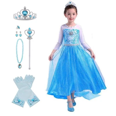 Vestido de princesa infantil YITING Elsa azul claro fantasia Frozen Elsa 892 - Imagem 1 de 4
