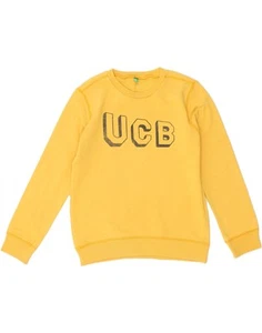 BENETTON Boys Graphic Sweatshirt Jumper 7-8 Years Medium Yellow Cotton BE31 - Picture 1 of 4